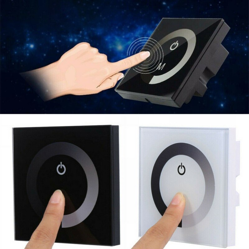 1PC Touch Switch DC 12V-24V Touch Panel Switch Lights Dimmer Controller UK/EU Wall Mounted Switch Panel