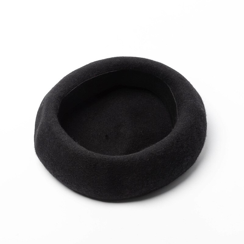 Cokk ull basker dam höst vinter hattar för kvinnor stor storlek l målarkeps tjock varm basker femme gorras enfärgad mjuk svart
