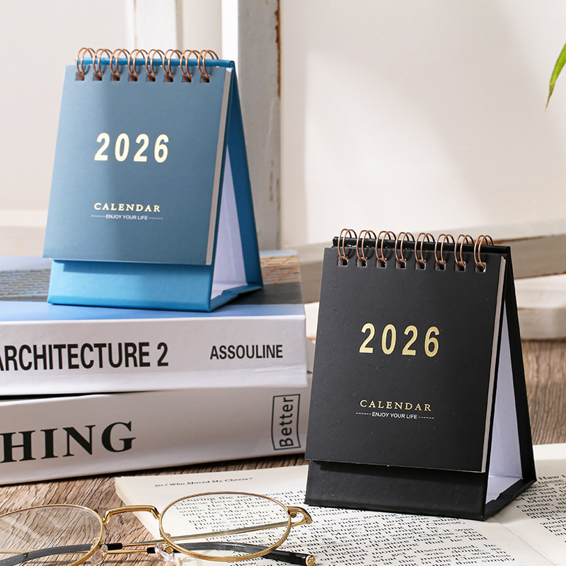 Mini-bureaukalender 2026, kalender voor thuisschool of kantoor - dagelijkse planners ongedateerd eeuwigdurend - staande flip-kalender