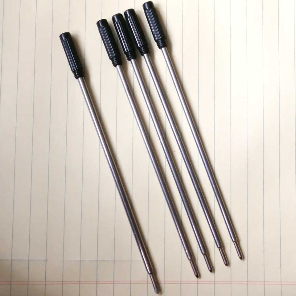 Infällbar kulspetspenna refill 0.7mm blå svart bläck rulle kulspetspenna refill för att skriva kontor skolmaterial 5 st/lot