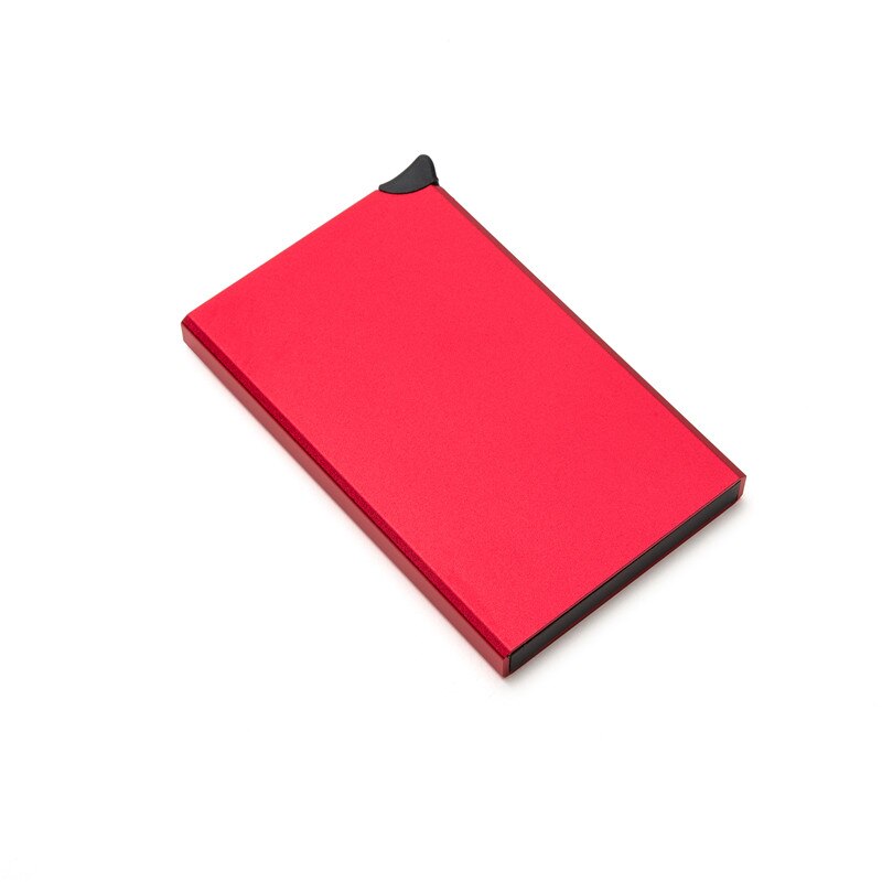 BISI GORO Single Box Wallet Black Metal Box Aluminum Credit Card Holder Slim RFID Protector Card Cases: X-55 Red