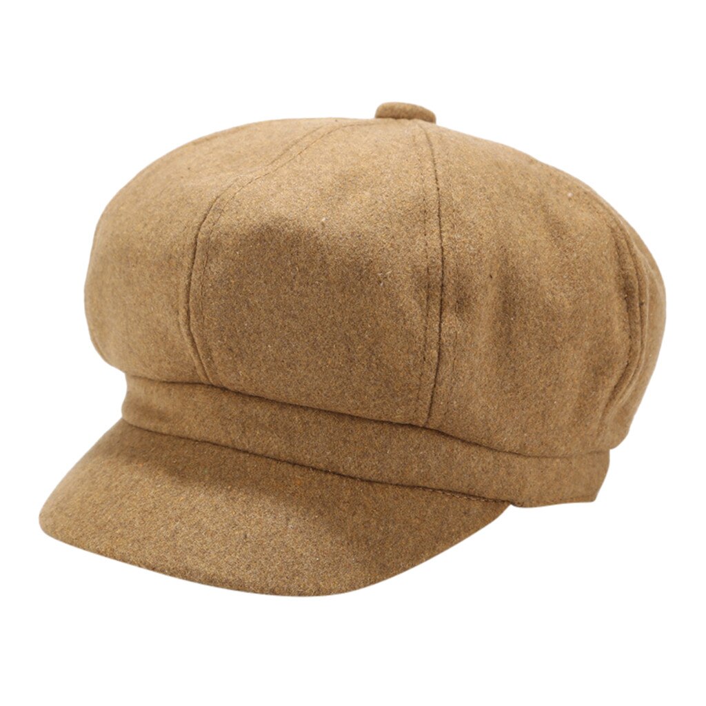 Boina para Mujer Otoño Invierno gorra octogonal estilo artista pintor quiosco gorras negro gris boina sombreros planos Sombrero Mujer # L20: Khaki 