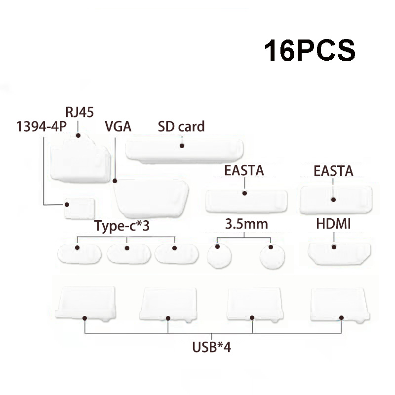 Bouchon Anti-poussière pour Macbook, couvercle de protection pour ordinateur portable, accessoires usb 13 pièces/ensemble: WHITE