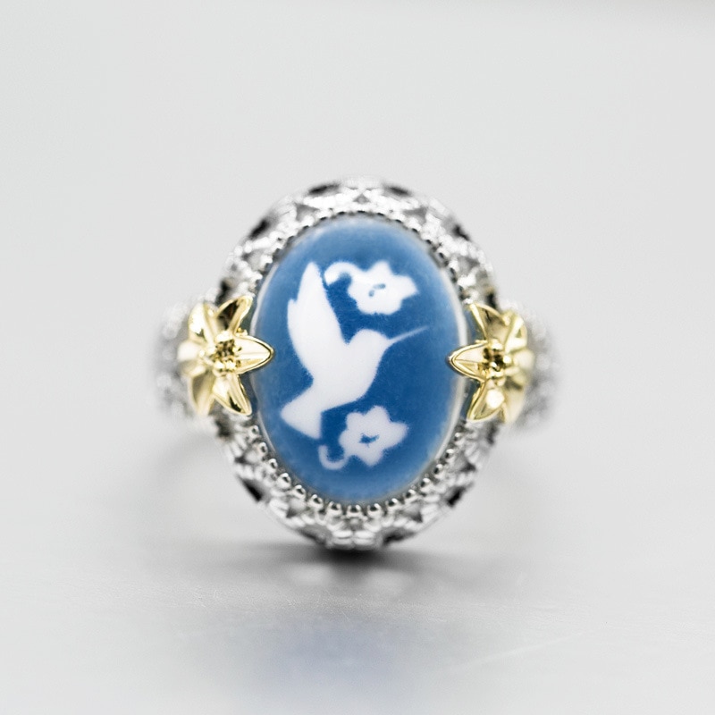 Tous Joyería Mujer Anillo Vintage De Flor De La Paz Para Mujer Joya De Oro Con Abalorio De Flor De Pájaro Para Mujer Del Día De San Valentín Joyería De Compromiso Para Mujeres Originales