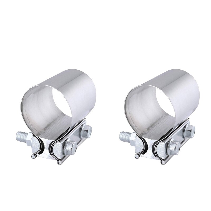 2 stuks 3.0 inch uitlaatbandklembus met stootverbinding, roestvrijstalen klembuis: Default Title