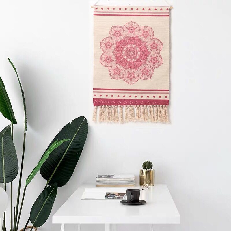 Tapiz colgante de pared de macramé para decoración del hogar, borla de algodón tejida hecha a mano, lienzo geométrico bohemio, tapiz de tela de fondo artístico: Gris claro
