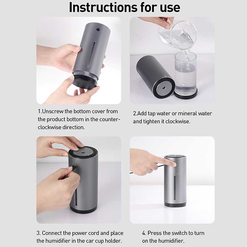 Humidificador de aire para coche, purificador de aire con USB, 300ml, nano pulverizador silencioso, herramienta de para el cuidado del aire