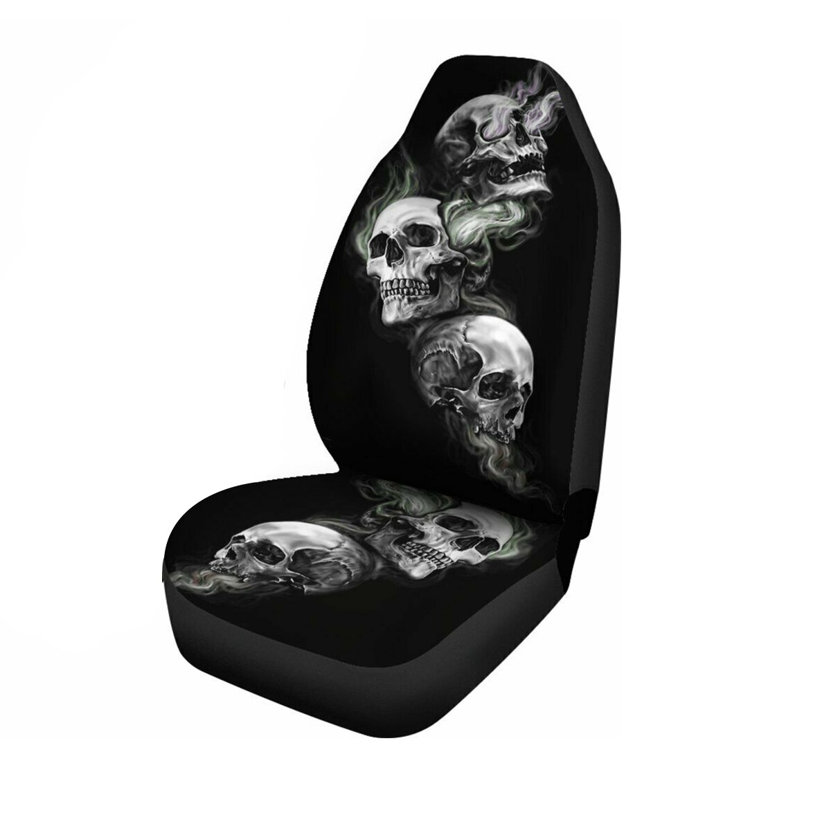 2 pièces housse de siège de voiture 3D crâne impression universelle voiture avant siège protecteur siège coussin couverture complète pour la plupart des voiture pour SUV siège de voiture: 1pcs