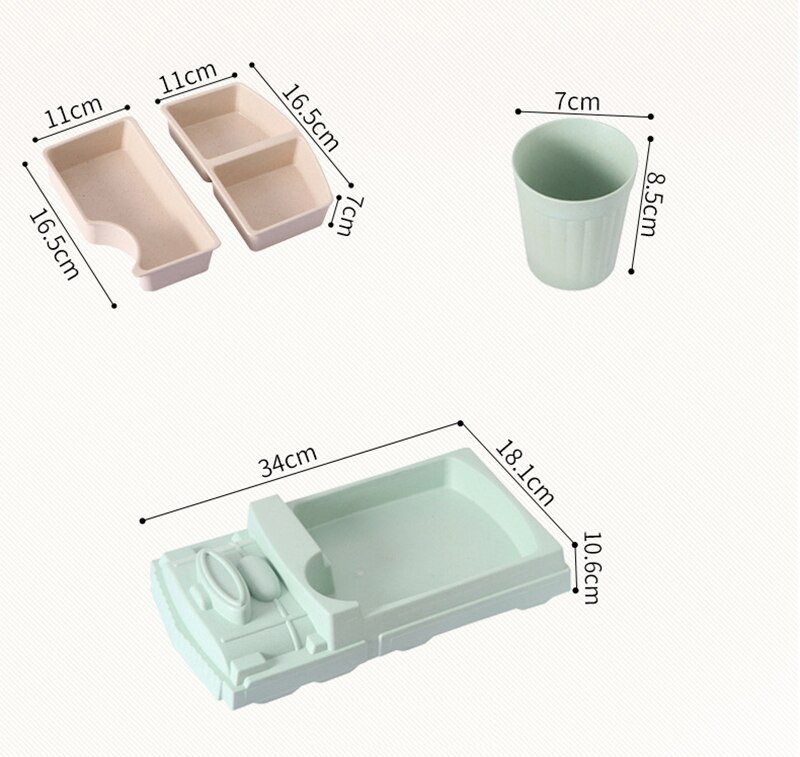 Bandeja creativa con forma de tren de bebé de fibra de bambú, bandeja de platos con dibujos animados resistente a golpes, bonita caja de almuerzo, tazón de arroz para niños