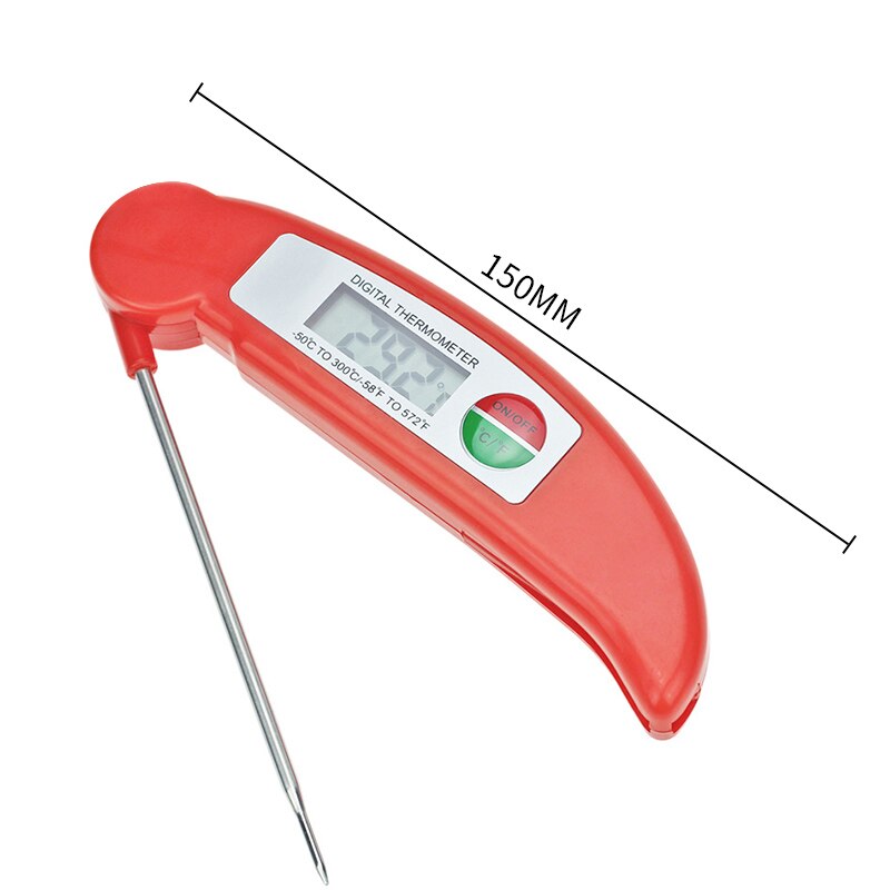 Foldable Food Thermometer Probe Digital BBQ Kitchen Meat Kitchen Thermometer Liquid Water Oil Temperature Gauge: Red