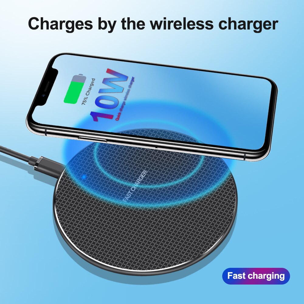 FDGAO Qi Wireless Charger For iPhone 11 Pro XS XR X 8 Plus Airpos Pro 10W Fast Charging Pad for Samsung Note 9 10 20 S9 S10 S20