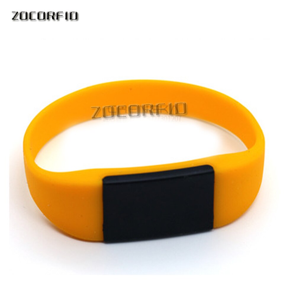 Silicone Rewritable 13.56Mhz UID Changeable MF 1K S50 NFC Bracelet RFID Wristband: Yellow