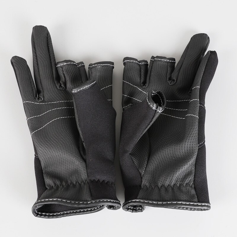 Abu garcia læder fiskerihandsker tre figner høje stoffer komfort skridsikker udendørs fiskeri fingerløse handsker 1 par