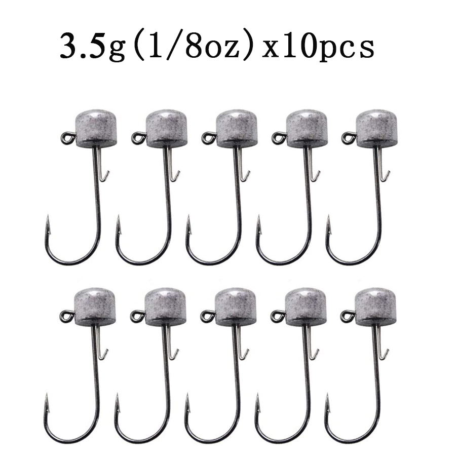 10pcs/lot Jig Head Fishing Hook Ned Rig Fishhook Soft Worm Lures Mushroom Jig Hooks Bass Trout Fishing Accessories: 3.5g