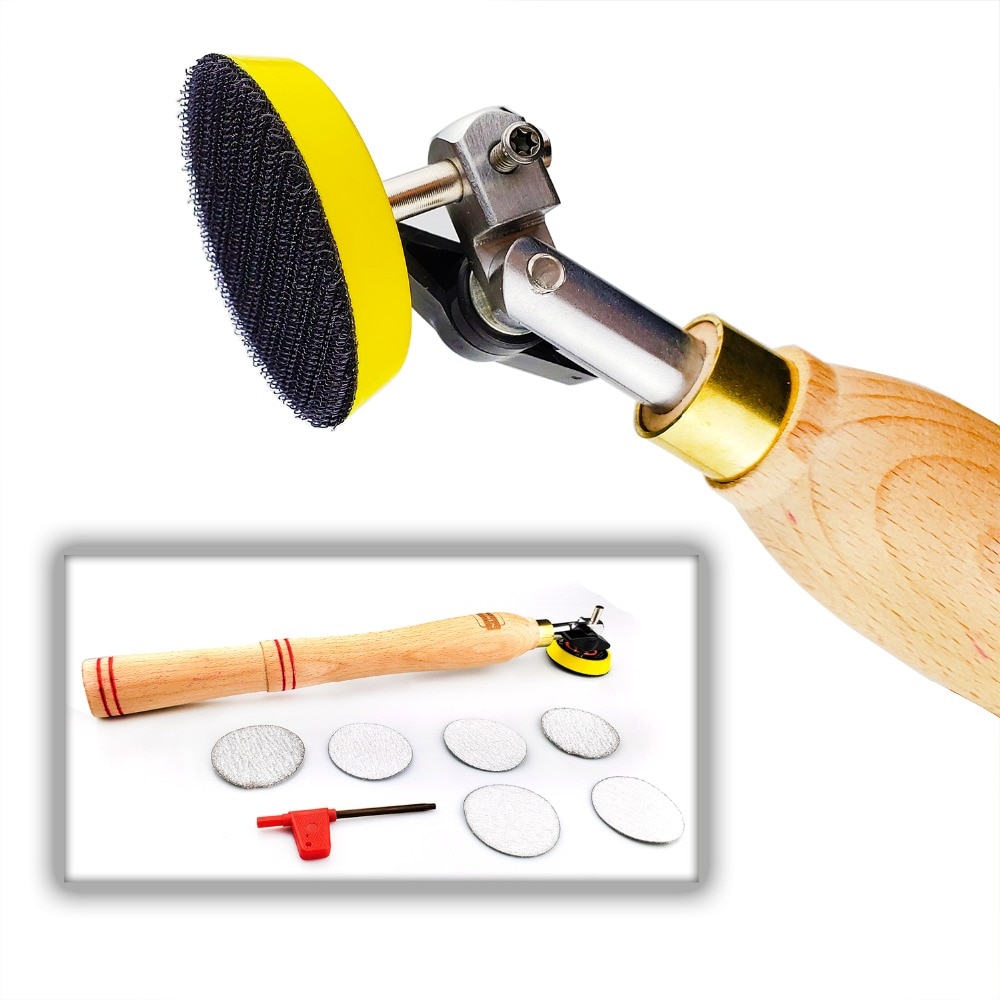 Cuenco de madera herramienta lijadora de mano con almohadilla del disco de lijado para voltear madera en cuencos platos y pulido de torneado de superficie cóncavo
