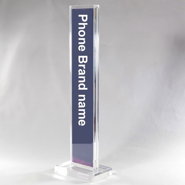 Acrylic Mobile Phone Brand Name Leader Holder Cell Phone Adverting Paper Stand for exhibition Store display Open show case