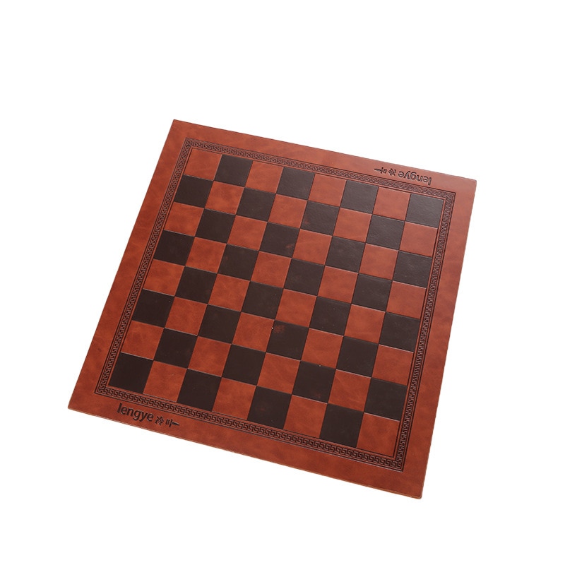 Chess Board Embossed Leather Portable Thermal Insulation Chess Board Ordinary Leather Chess Board: Red-brown
