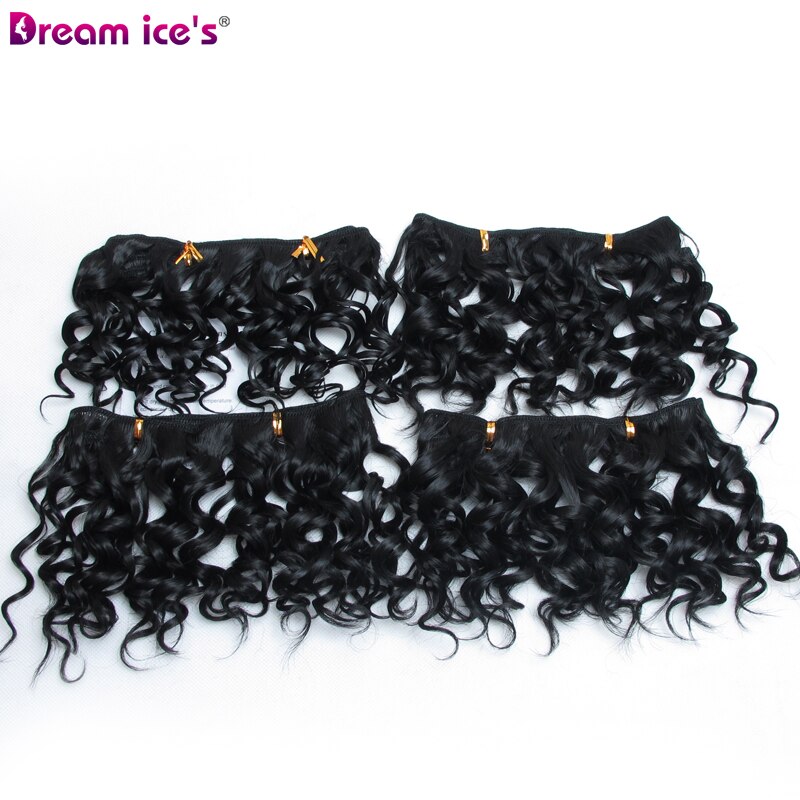 8 pulgadas Afro corto Pelo Rizado mechones color marrón negro de pelo sintético de alta temperatura de extensión 4 unid/lote sueño del hielo: Color natural