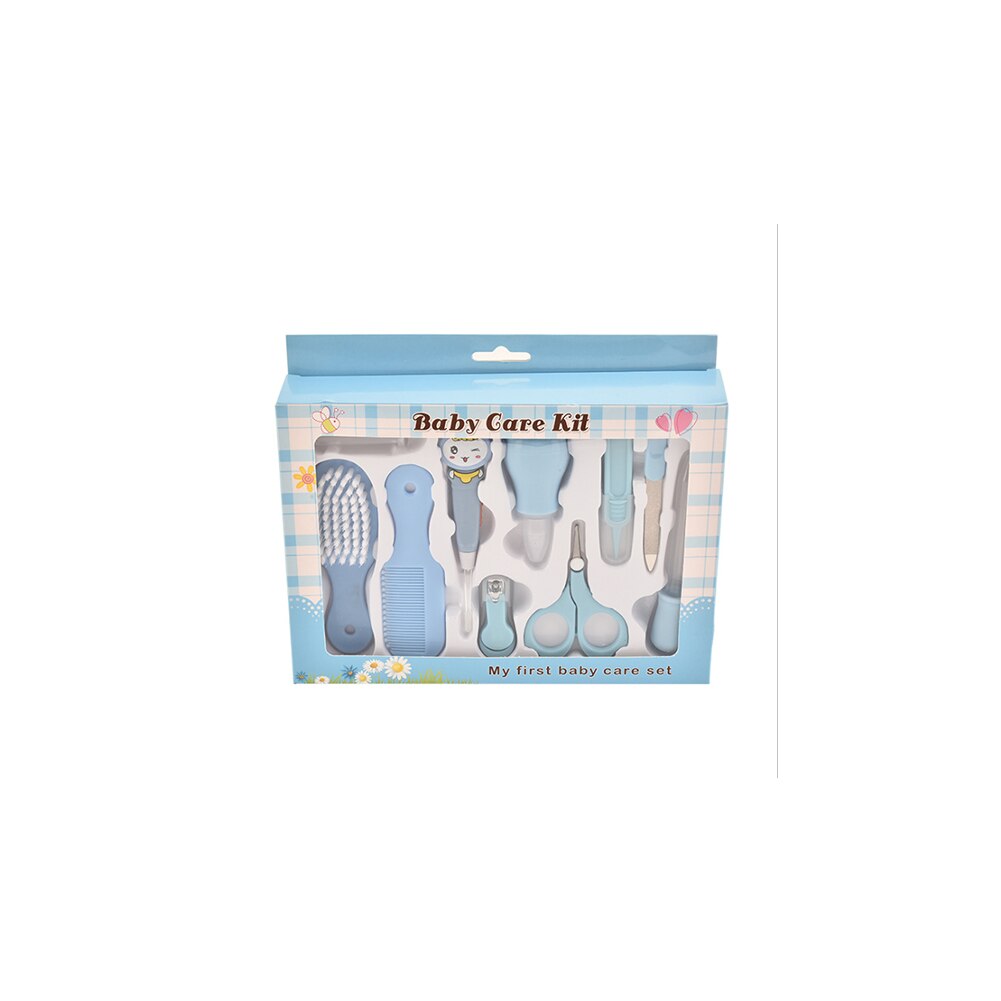 Crianças criativas clippers prego arquivo pente escova de dentes colher de ouvido do bebê cuidados de saúde e aliciamento kit criança cuidados com o bebê conjunto ferramentas: Azul