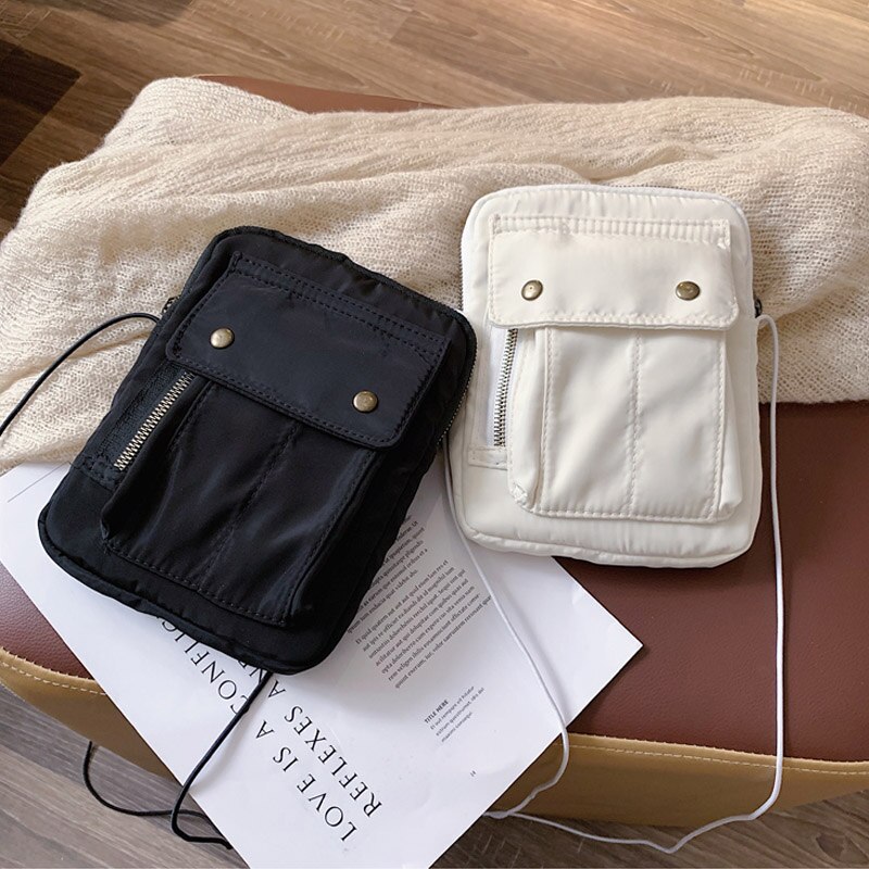 Simple Couple Women's Crossbody Bag Handbag Shoulder Messenger Bags Solid Color Female Flap Purse Clutch