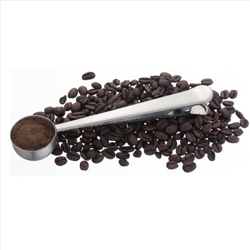 Sked kaffeklämma teskedar kaffeskopa rostfritt stål kaffetillbehör mätkopp kök pryl verktyg tillbehör