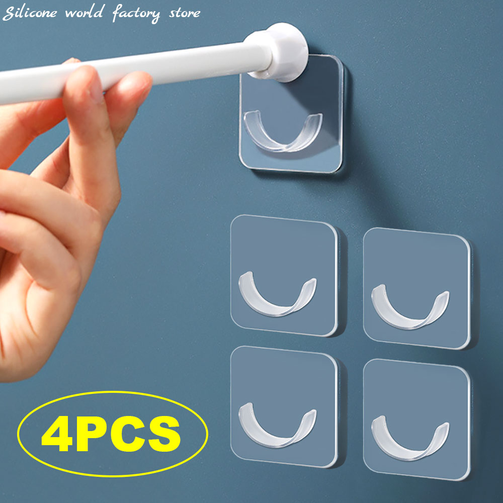 Silicone World 4 pièces support de tringle à rideau supports crochets auto-adhésif support de tringle à vêtements support de Rail toilette accessoires de salle de bains