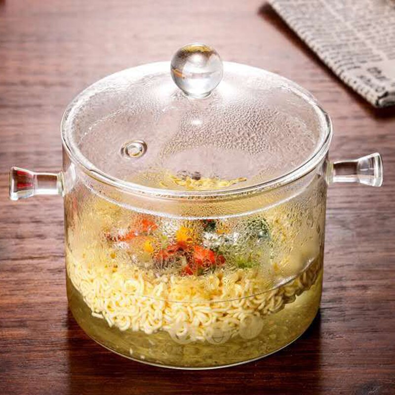 Hoge Borosilicaatglas Steelpan Kan Worden Verwarmd In Een Elektrische Aardewerk Oven Met Een Glas Pan Bedekt In Een Glas bubble Kom Mjj