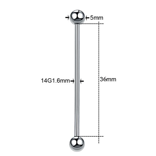 SWANJO 1PC 14G G23 Titanium Industrial Piercings Industrial Barbell Gem Top Removable Earrings Tragus Ear Gauge Body Jewelry: T5606