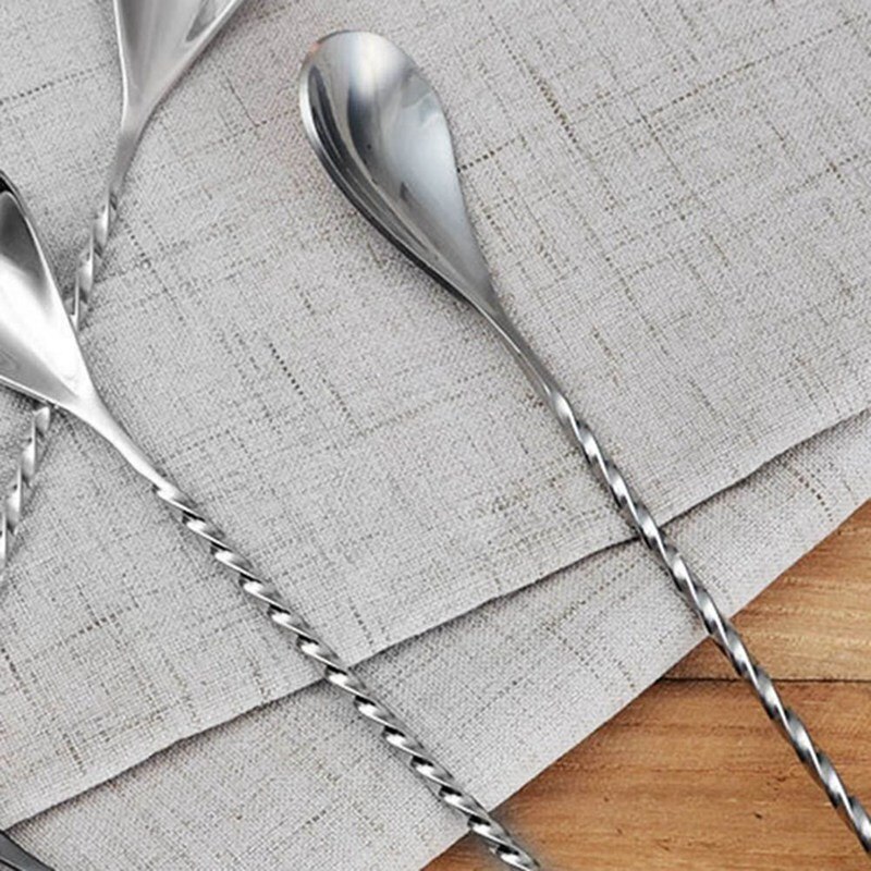 Stainless Steel Mixing Cocktail Spoon Spiral Pattern Bar Teadrop Spoon Stir Spoon Bar Tool
