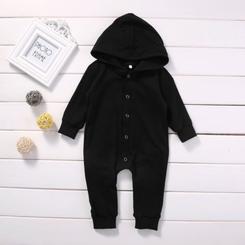 Emmababy Toddler Infant Baby Boy Girl Hoodie Black Romper Long Leggings Jumpsuit Outfits Clothes