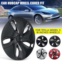 Car Wheel Cover Hubcaps Hub Covers Caps Wheel Wrap 18 inch For Tesla Model 3 Gloss Black Red Carbon friber Gray