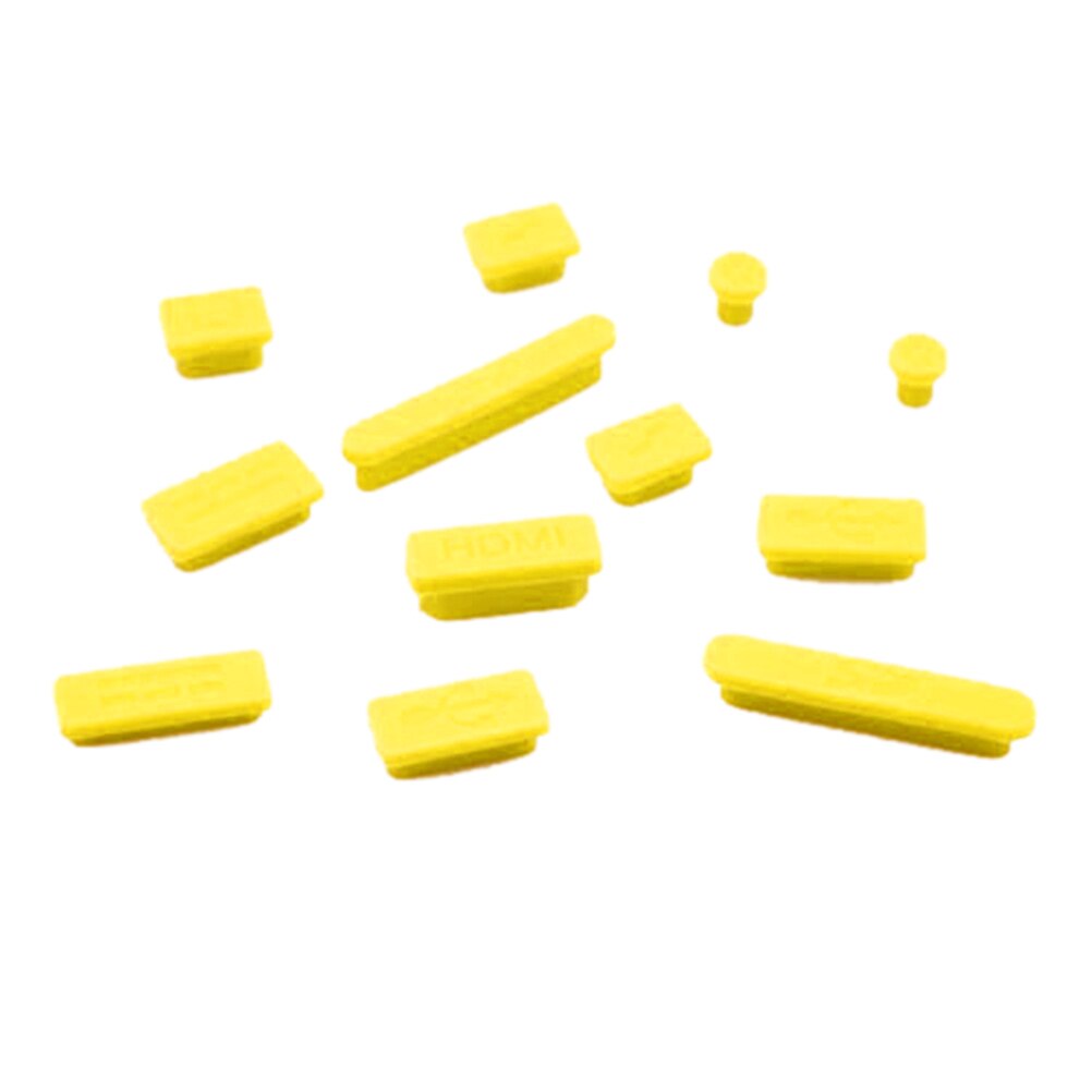 12PCS In Gomma Anti-Spinotti E Jack Antipolvere Copertura Antipolvere Fermacorda E Ganci Molle Variopinta Del Silicone Spinotti E Jack Antipolvere Per Macbook Air 13 "11" retina Porte Del Computer Portatile: yellow