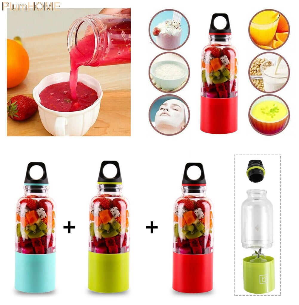 500ml Portable Juicer Cup USB Rechargeable Electric Automatic Bingo Vegetables Fruit Juice Tools Maker Cup Blender Mixer Bottle