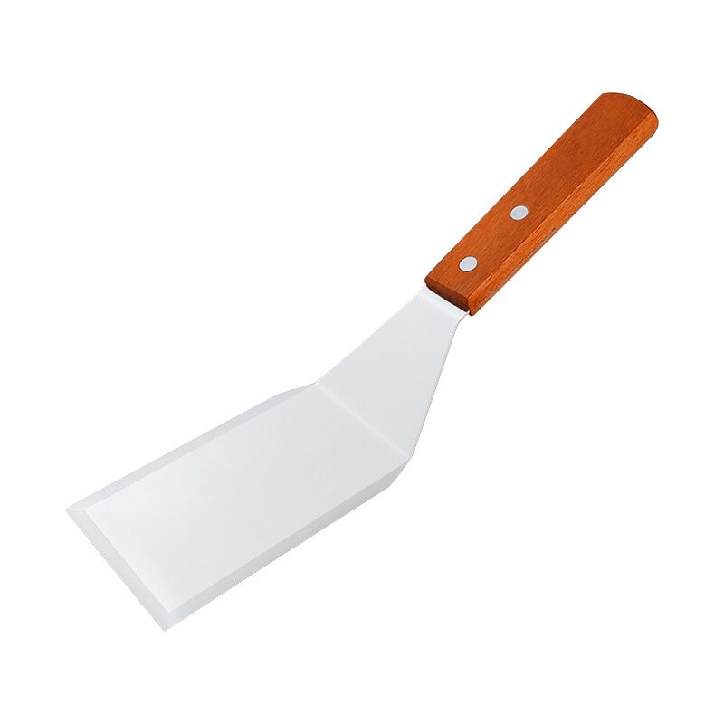 Metall spatel set  of 4,  rostfritt stål grillspatel skrapverktyg set med trähandtag, grill tillbehör kit för teppan