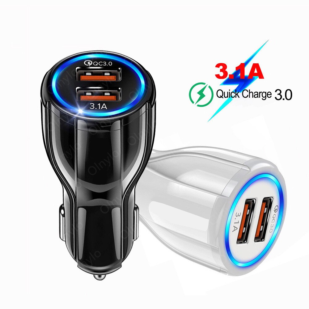 Caricabatteria da auto Quick Charge 3.0 Dual USB per caricabatterie per telefoni cellulari caricabatterie rapido adattatore per ricarica rapida 18W caricabatteria da auto Mini USB