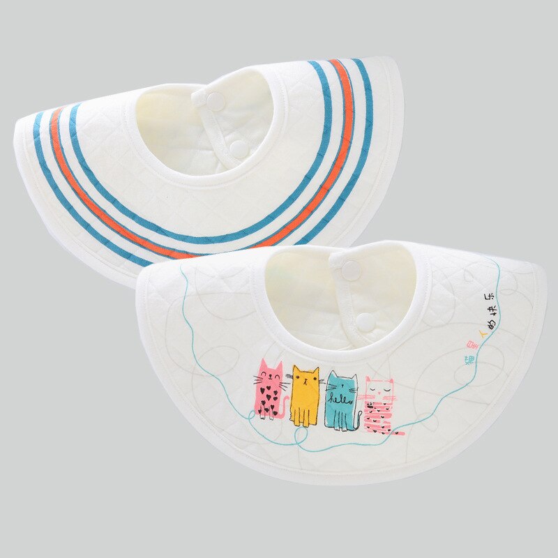 Bavoirs imperméables en coton imprimé | 2 pièces, mignons dessin animé, bavoir rond pour bébé, serviette Saliva, choses pour enfants, automne hiver