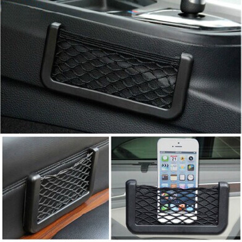 Rede lateral universal para guardar celulares, suporte para celulares organizador de bolsos autoadesivo acessórios para automóveis