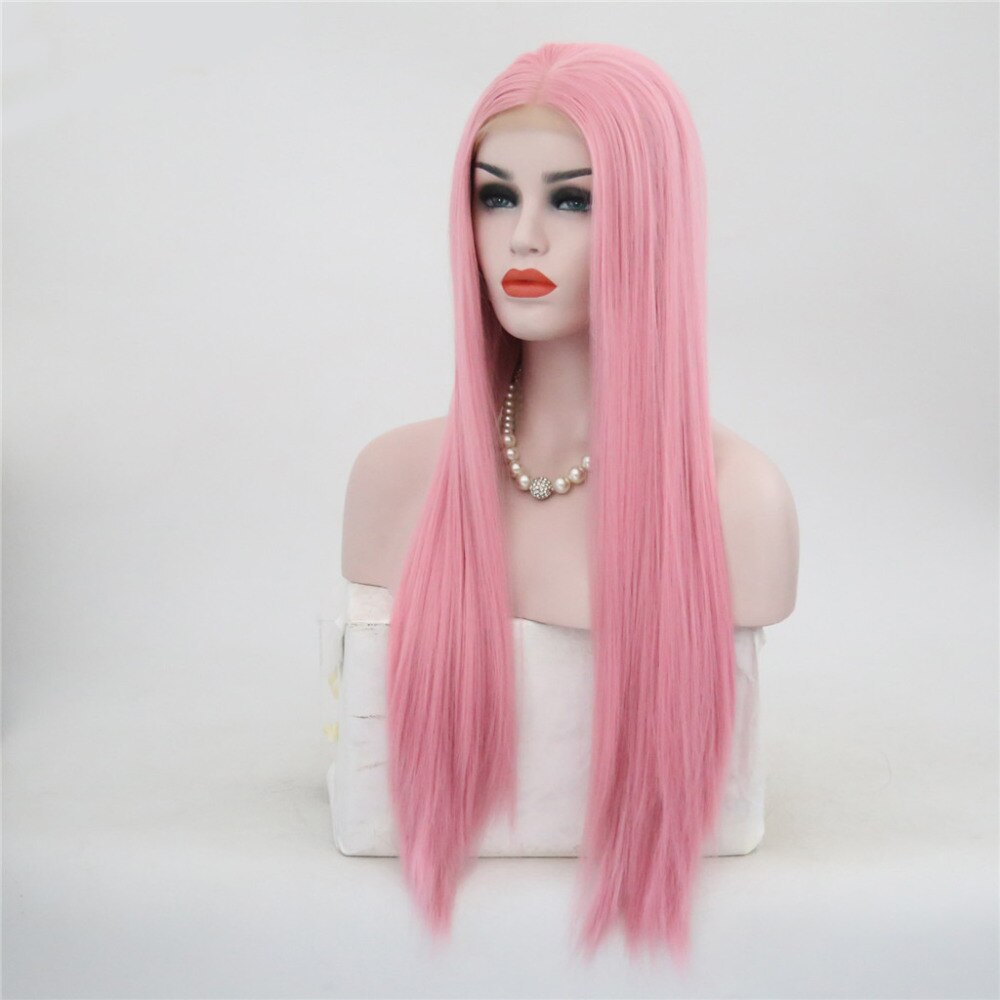 VREUGDE & BEAUTY 15 Stijlen Synthetisch Natuurlijk Smooth Lange Rechte Lace Front Pruik Hoge Temperatuur Fiber Voor Vrouwen Pruiken 28 inches