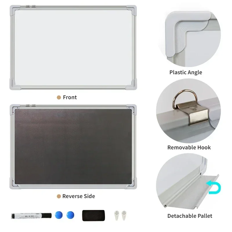 Quadro branco magnético para casa e escritório - pendurado, apagável, quadro de ensino para escrever, exibir e boletim