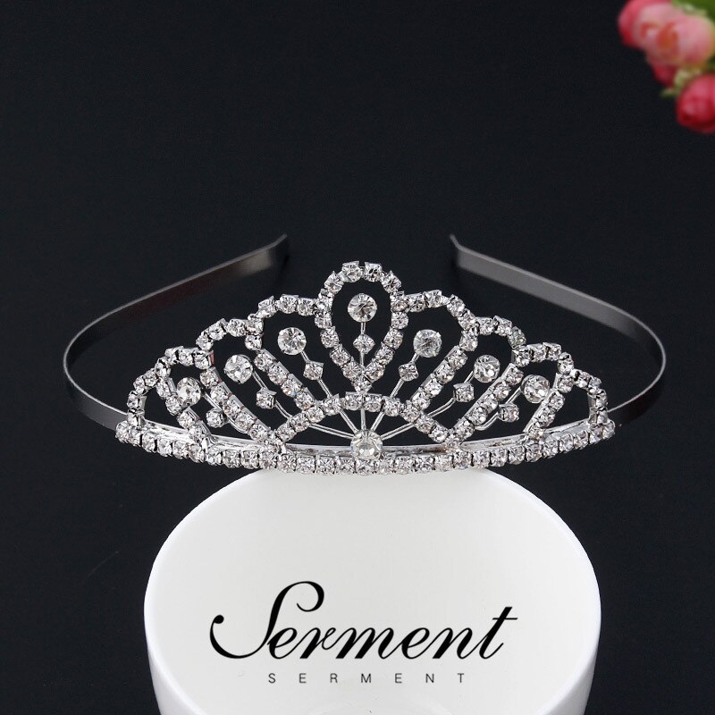 SERMENT Princess Wedding Bridal Bridesmaid Tiara Crown Girls Crystal Zircon Jewelry Hair Accessories Bride Birthday Crown