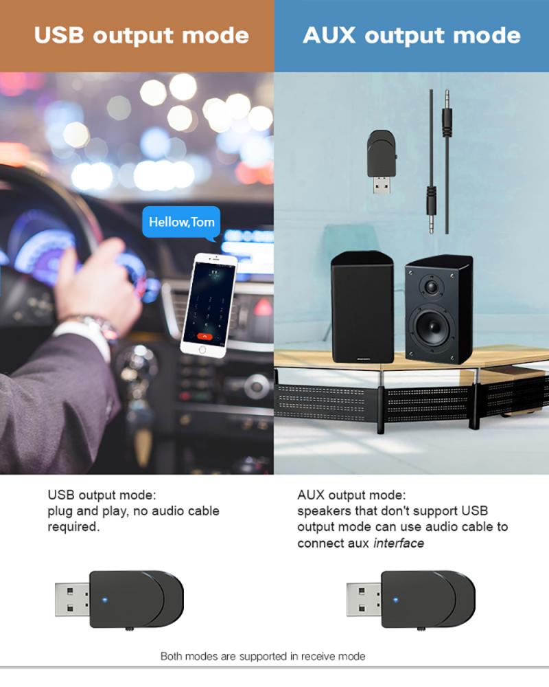 Kn330 bluetooth 5.0 lydsender mottaker adapter to-i-ett usb datamaskin tv adapter bil dobbel utgang