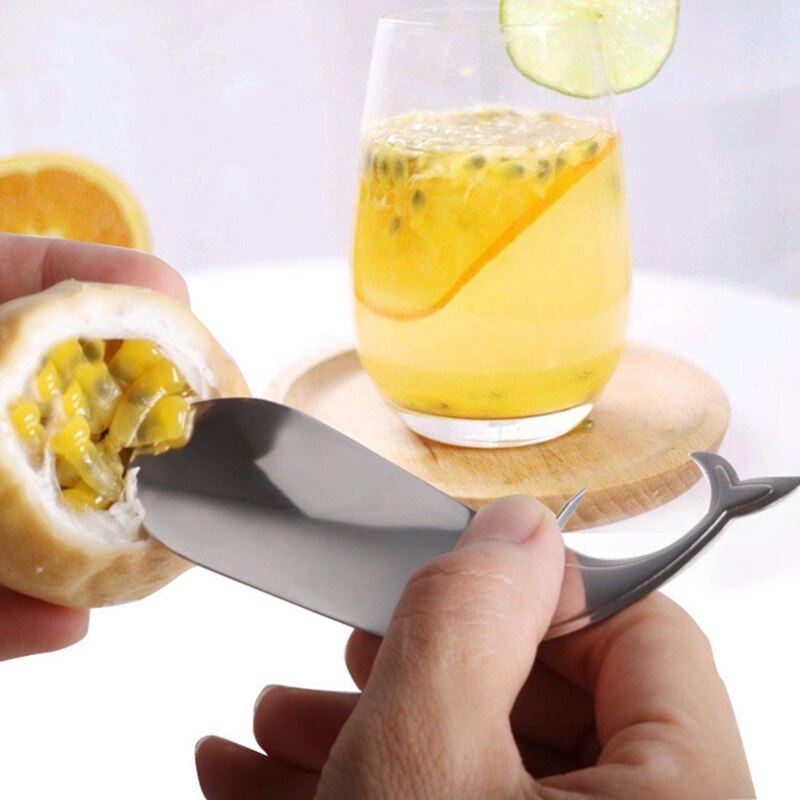 Stainless Steel Passion Fruit Spoon Fruit Opener Dolphin Shape Melon Scoops Avocado Opening Knife Cute Kitchen Tools