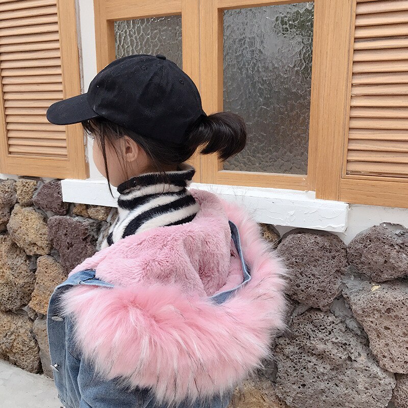 Baby Winter Jas Bontkraag Denim Jas Voor Peuter Jongens Meisjes Mode Warme Katoenen Jas Voor Kinderen Kinderen Dikker Kleding