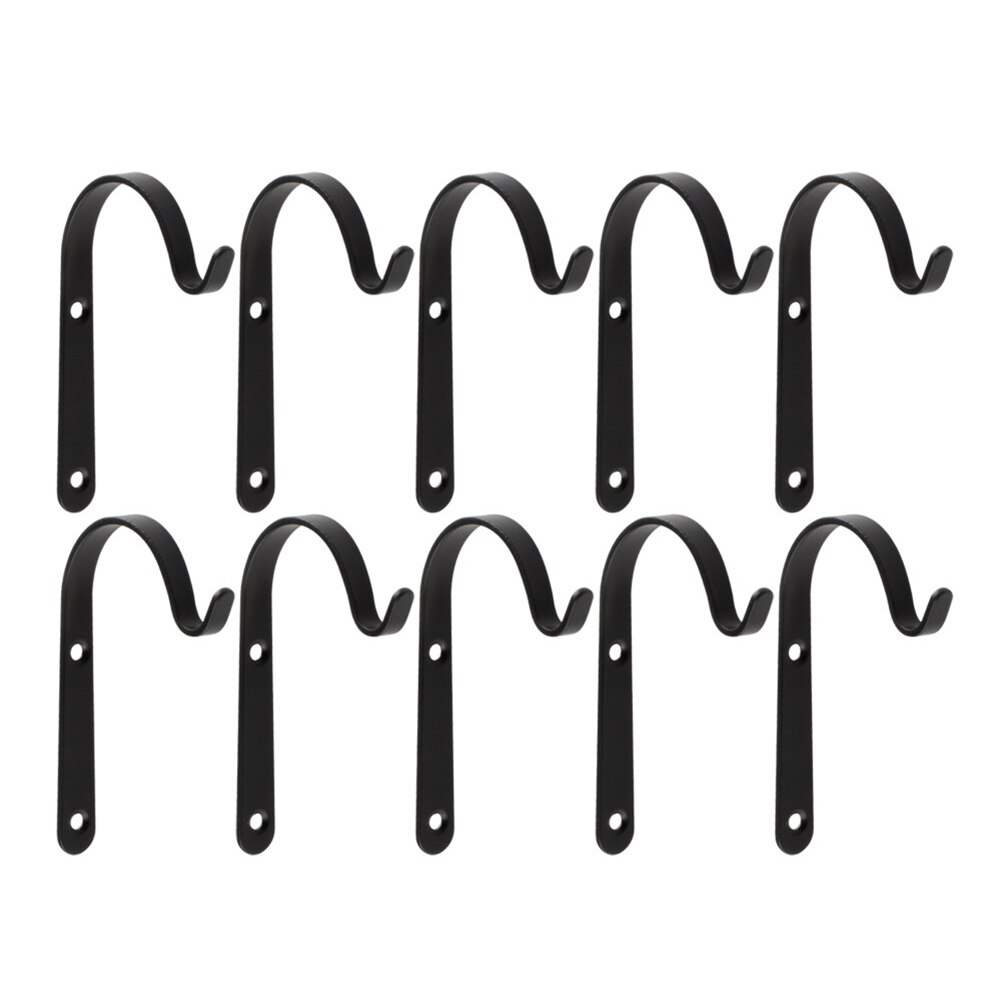 1/4/10pcs Hanging Basket Brackets Metal Strong Outdoor Wall Garden Hook Black AC889: 10pcs