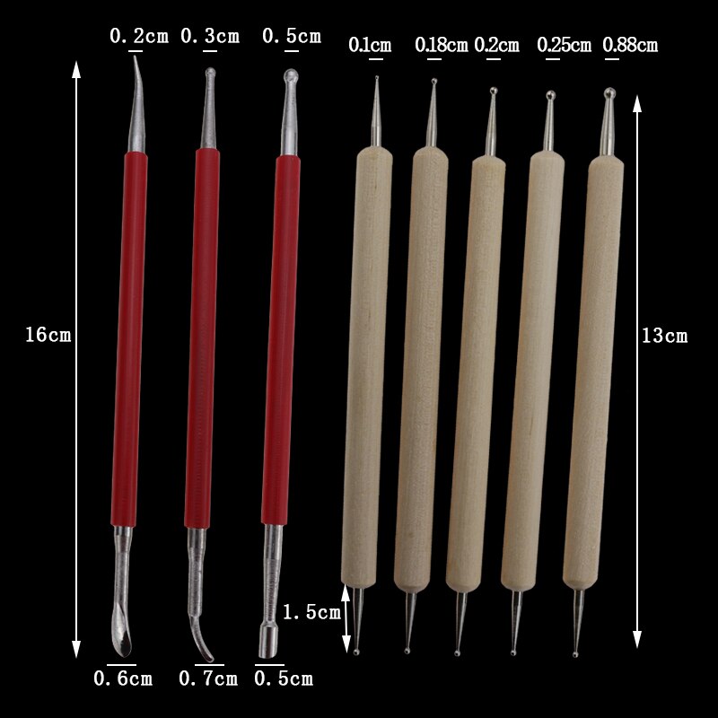 8Pcs/Set Leather Craft Tool Modeling Point Stylus Modelling Carving Tool Spoon Balls Embossing Carving Blade Press Tool