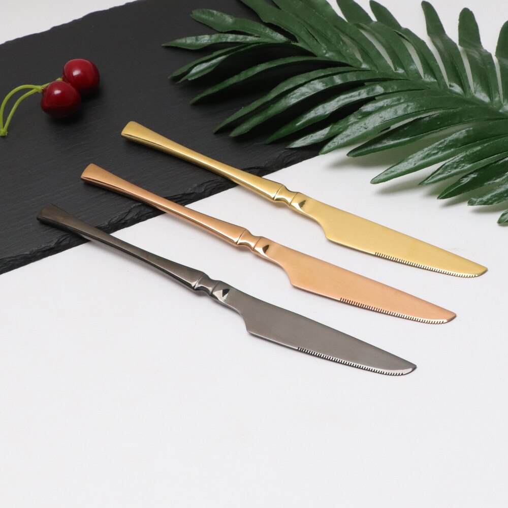 4Pcs High Flatware Set Stainless Steel Dinnerware Ergonomic Knife Fork And Spoon Western Cutlery Upscale Tableware Set
