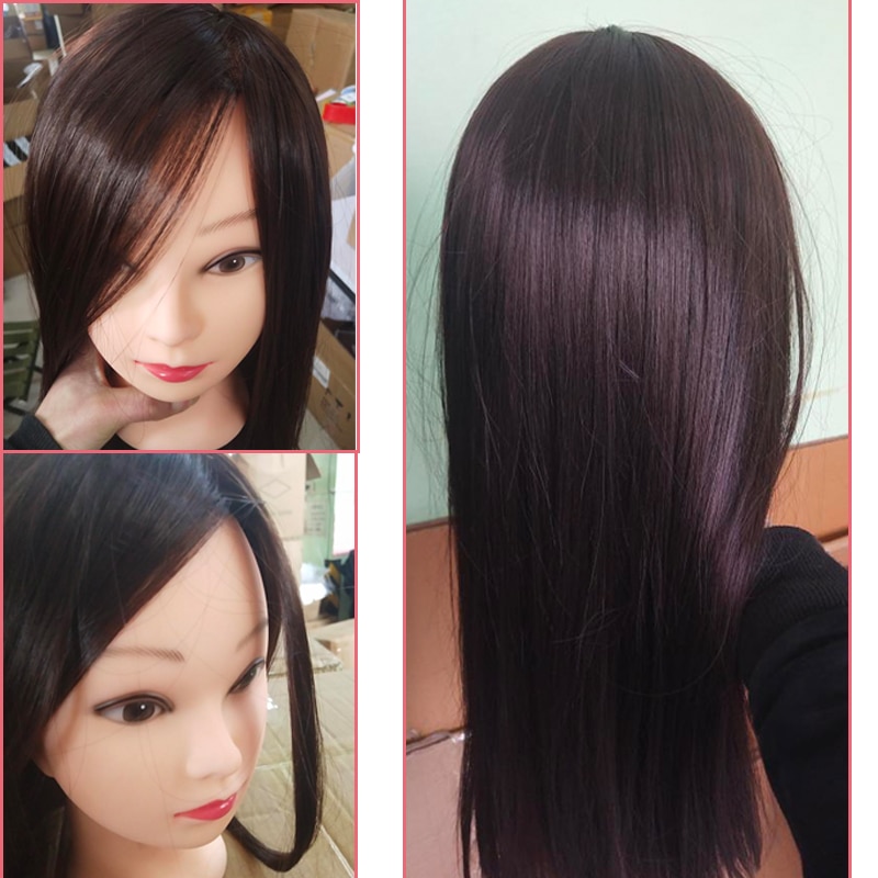 65cm Hair Styling Mannequin Head Maroon Hair Long Hair Hairstyle Hairdressing Training Doll Female Mannequins With Wig