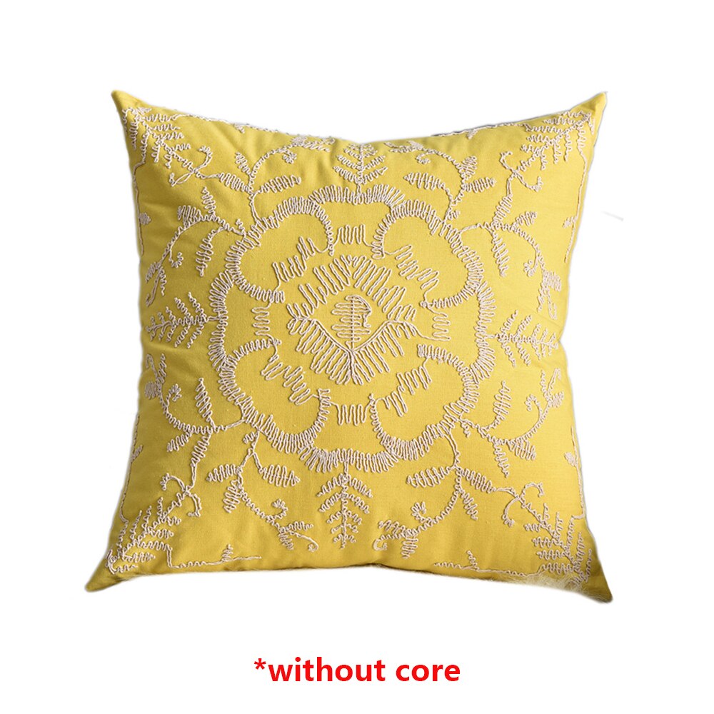 Funda de almohada de estilo bohemio, cubierta de cojín bordada de hilo de cuerda de color Beige europeo, decoración del hogar de lino y algodón, funda de almohada étnica de 50x50cm: B