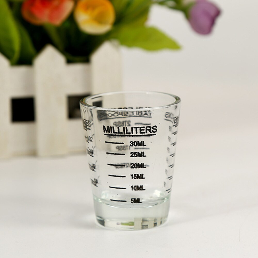 30ML Glass Measuring Cup Espresso Shot Glass Liquid Glass Ounce Cup with Scale Kitchen Measure Tool Supplies (Black)
