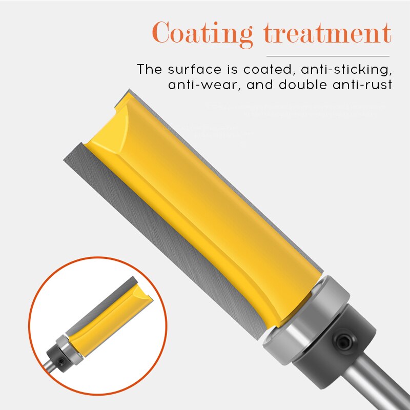 8mm Shank Flush Trim Router Bit Pattern Bit Top Bottom Bearing 5/8" Blade Template Wood Milling Cutter Carpenter